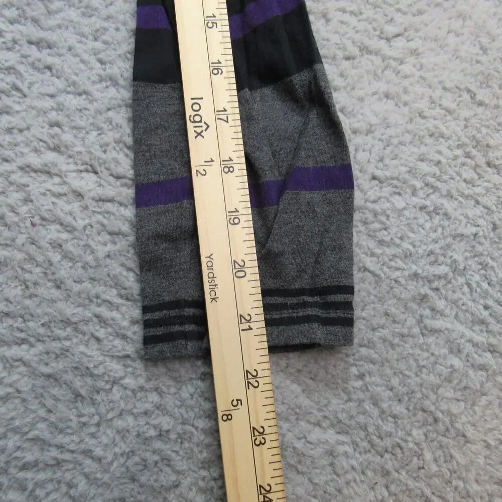 Chaps Sweater Womens Large Gray Black Purple Striped V Neck Pullover Long Sleeve